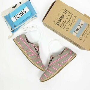 Toms Striped Espadrilles Canvas Flats Loafers